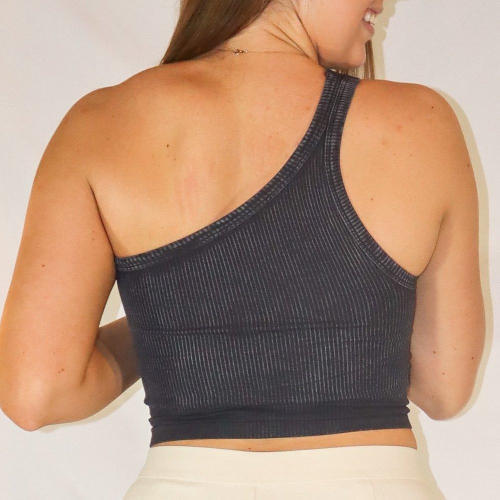 Free To Be One Shoulder Stretchy Crop Top